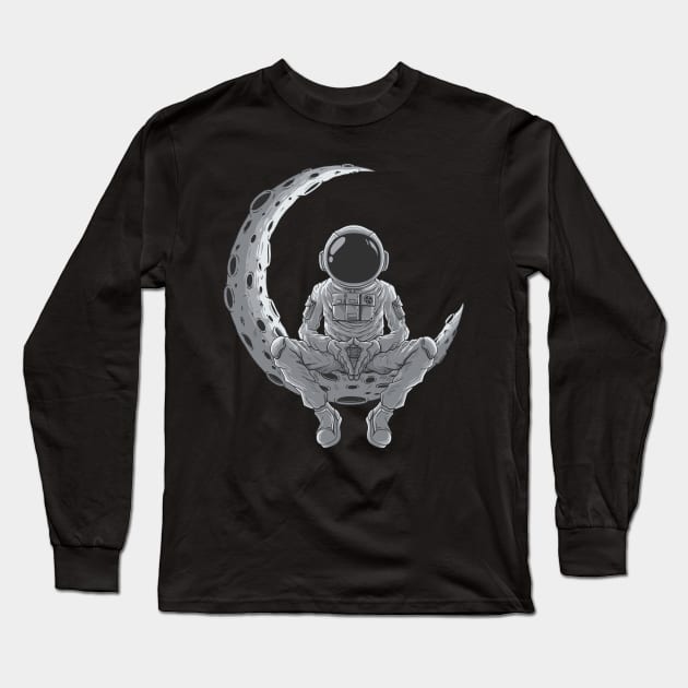 Astronaut Chilling on the Moon Long Sleeve T-Shirt by Expanse Collective